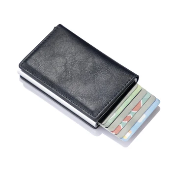 Novi Moški ženske smart denarnice Kreditna Banka imetnika kartice moda torbici Aluminij zlitine Business Casual Mini denarnico Znamke Usnjeni Torbici