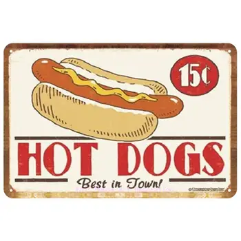 Juha, Hamburger, Hot Dog Plaketo Kovinski Tin Znaki Pin Up Plaketo Železa Plakat Objave Človek Jama Smešno Retro Klasična Slikarstvo