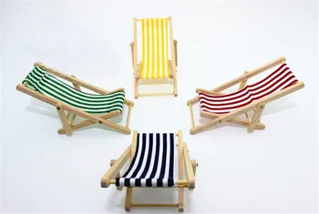 1:12 Lestvici Zložljive Lesene Deckchair Lounge Beach Stol Za Lep Mini Za Punčke Hiša Barve V Zeleno, Roza, Modra