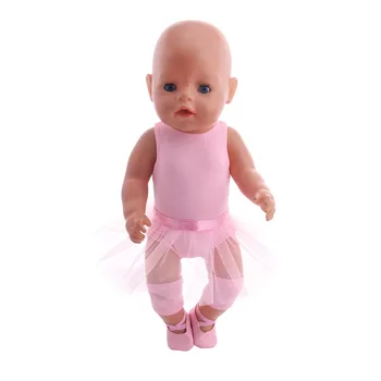 43 Cm Novo Rojen Baby Doll Obleko Roza Serije, Ples, Oblačila, Krila Ščitniki za Kolena Obutev Primerna 18 Inch Ameriški, Darila Za Dekleta OG