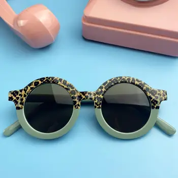 2021 Fant Dekle Srčkan Leopard Dvojne Barvne sončna Očala Otroke Krog Sunglass UV Zaščito Letnik Klasična Otroci Očala Očala