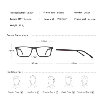 MERRYS DESIGN Moških Kvadratnih Klasična Očala Okvirji Acetat Optika Okvir Luksuzni Recept Očala Okvirji Optičnih Očal S2944