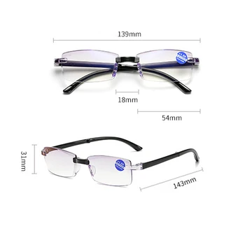Zložljivi brez okvirjev Anti-modra Svetloba Obravnavi Očala Z Box Moda Presbyopia Očala Dioptrije +1.0 1.5 2.0 2.5 3.0 3.5 4.0