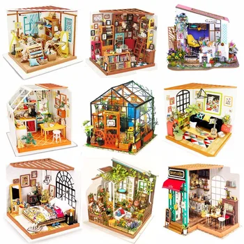 DIY Lesene Miniaturni Lutke 1:24 Ročno Lutka Hiša Model Gradnjo Kompleti za Igrače Za Otroke, Odrasle Padec Ladijskega prometa