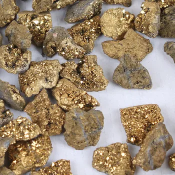 Občasno 1PC Naravnih Agate Crystal Grozdov Fragmenti Galvanizacijo Zlato DIY Preizkusni Kamen, Mineralne Materiale Nakit Dodatki