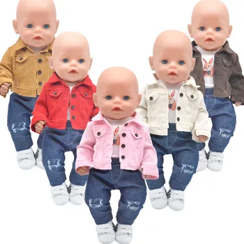 2021 NOVE Igrače, Baby Doll obleko 43-45 cm novo rojen lutka Ameriški lutka dodatki Modni jakne, kavbojke, čevlji Dekleta darilo