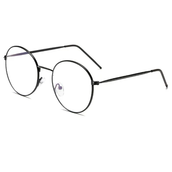 Kovinski Anti-modra Svetloba Očal Okvir Moda Letnik Okrogle Očala Zaščito za Oči, ki Ravno Ogledalo Jasno Objektiv Ultralahkih