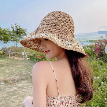 2021 poletje ženske kape za zaščito pred soncem klobuk Plaža za zaščito pred soncem Vedro klobuk klobuki za ženske sonce klobuki poleti slamnik ščitnik proti soncu