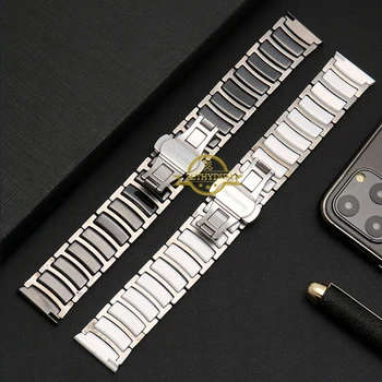 Moda Keramični zapestnica iz nerjavečega jekla watchband 16 18 mm 20 mm 22 mm watch trak ženske človek ročne band Metulj sponke