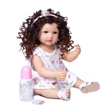 Moda Kodraste lase Lasuljo za 22-palčni Silikonski Prerojeni Baby Doll Dolge Kodraste lase za 48-55 cm Rodi Punčko DIY Lutka Las Lasuljo