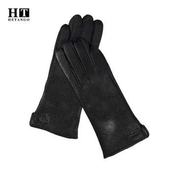 Nove zimske ženske usnjene rokavice prostem vožnje črna moda toplo mehko deerskin ženske hladno varstvo palčniki volne oblog