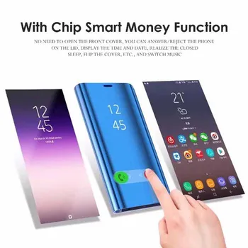 Luksuzni Ogledalo Plating Primeru Telefon Za Huawei Y6 Y9 2018 Čast 9X Pro 7A 7C P30 Pro Nova 4 4E Coque Smart View Usnja Flip Pokrov