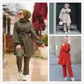 WEPBEL Ženske Oblačila, ki Obleko, dvodelno, Ženske z Dolgimi Rokavi Kit Ramadana Arabsko-Muslimanska Dekleta Modni Islamska Oblačila Sklop