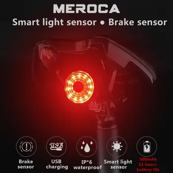 MEROCA Smart Izposoja Zadnje Luči Auto Start/Stop Zavoro Zaznavanje IPx6 Nepremočljiva USB Charge Kolesarjenje Rep Luč LED Luči za Kolo