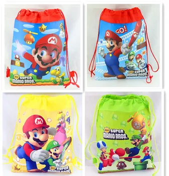 Super Mario risanka netkane tkanine vrvico žep vrečko darilo Mario bros vzorec otrok nahrbtnik potovalna torba za rojstni dan darila