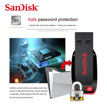Original SanDisk Cruzer Blade CZ50 USB Flash Disk 64GB 128GB 16GB 32GB Pero Pogon USB 2.0 Podpora uradni preverjanje