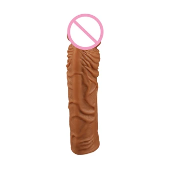 Moški Ponovno Realističen Penis Extender Rokav Kondomi Dick Extender Dildo Petelin Obroči Zamudo Izliv Adult Sex Igračke Za Moške