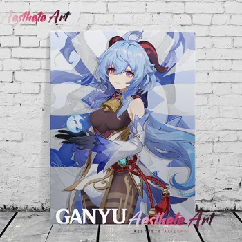 Ganyu Genshin Vpliv Anime Doma Dekor Platna, Plakati, Tiskanje Dekoracijo Umetnosti Stenske Slike Dnevno Sobo Slikarstvo