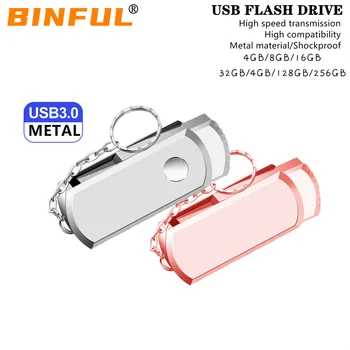 BINFUL USB 3.0 kovinski USB Flash Disk 4gb 8G 128GB 16g 256G flash diska Pendrive 32gb 64gb pomnilnika Flash stick USB ključ pen drive