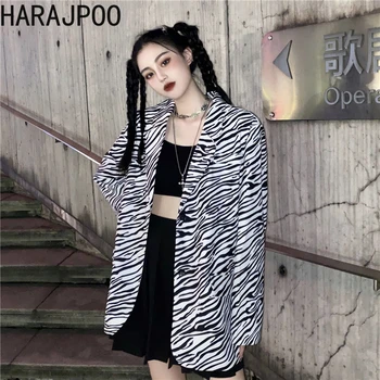 Harajpoo Ženske Blazerji Pomlad Jesen 2021 Novo Korejska Različica Ins Stil Modni Design Občutek Nišo Zebra Vzorec Svoboden Vrhovi