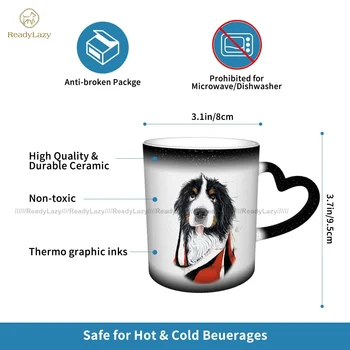 Bernske Mountain Dog Skodelico Porcelana Latte Vrč Spremembe Barve Poceni Kawaii Skodelice