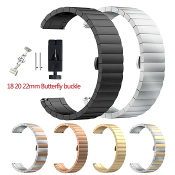 Nerjavno Jeklo Trdne Trak za Samsung Galaxy Watch 3 45/Active2 Metulj Sponke Poslovnih Zapestnica za Huawei Watch GT2 46mm