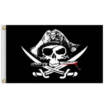 Halloween Piratsko Zastavo Velik 2x3FT Lobanje in Križa Crossbones Sabres Meči Pirat Zastav S Grommets Dekoracijo