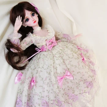 BJD oblačila 1/3 bjd lutka cvetlični obleko z roza bowknot čipke obleko + hairband za 1/3 SD BJD lutka dodatki