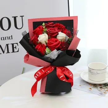 11pcs Ustvarjalne Dišeče Umetno Milo Cvetje Rose Šopek Darilne Vrečke Valentinovo Darilo za Rojstni dan Poročni Šopek Poročni Dekor
