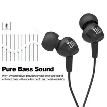 Verodostojno JBL C100Si 3,5 mm Žične Stereo Slušalke Globoko Bass Glasbe, Športne Slušalke Športne Slušalke za prostoročno Klicanje z Mikrofonom