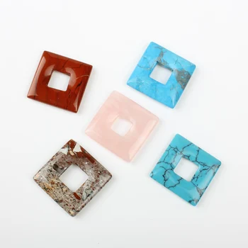 2pcs / vrečko naravnega kamna 28 * 5 mm kvadratni center luknjo barve obesek star nakit, izdelava DIY ogrlico, uhane nakit dodatki