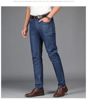 J1095-2020 poletje nove poslovne kavbojke svoboden ravne cevi moške jeans hlače tkanine Tencel priložnostne hlače za moške