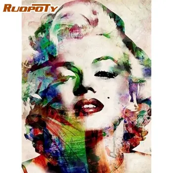 RUOPOTY DIY Diamond Slikarstvo Portret Diamond Vezenje Mozaik Navzkrižno Šiv Marilyn Monroe Ženska Slike Okrasnih Mosai
