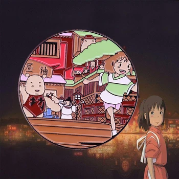 Živahen Stran broška Bathhouse ozadju Teče Chihiro Pin Japonski Anime Navijači Čudovit Pripomoček