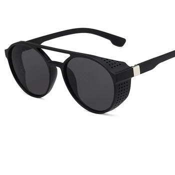 Punk black Moške sončna očala Retro vintage Krog Luksuzni Gradient Steampunk moška očala blagovne Znamke Oblikovalec sončna Očala Ženske UV400